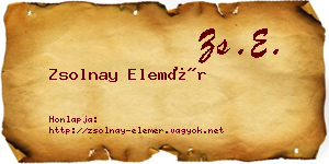 Zsolnay Elemér névjegykártya